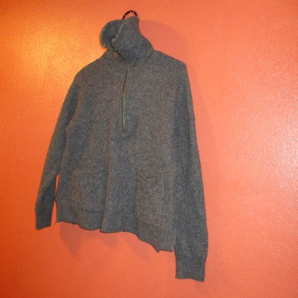 Madewell Woman Medium Gray Zip Front Warm Outdoors Long Sleeve Sweater - Picture 4 of 10